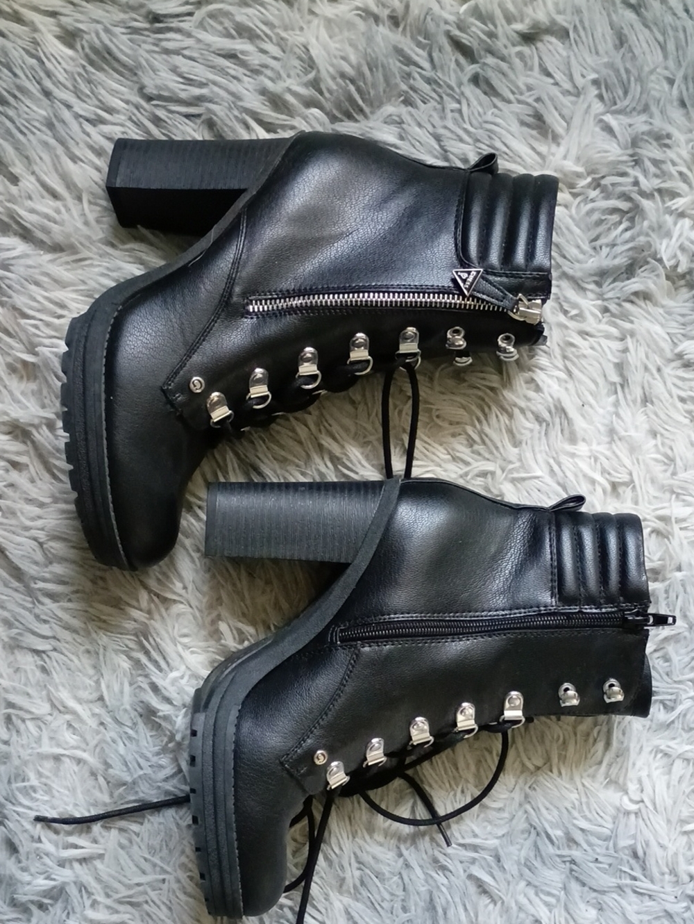 Guess Black Women's Lace-Up Block Heel Ankle Boots